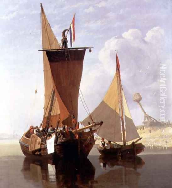 Boats on the Medway Oil Painting by Miles Edmund Cotman