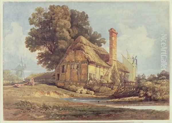 Riverside Cottage Oil Painting by Miles Edmund Cotman