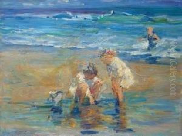 Enfants Sur La Plage Oil Painting by William Samuel Horton