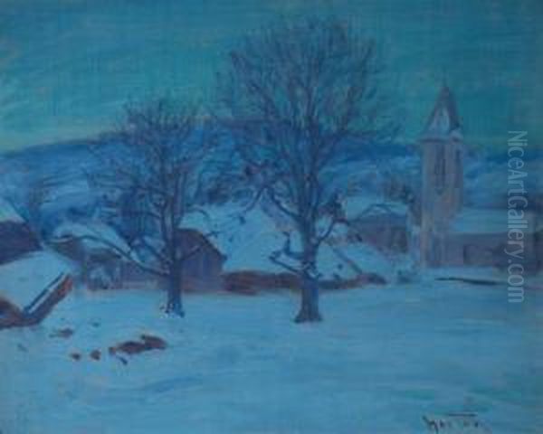 St. Legier Servevey, Christmas Night-midnight Blue Oil Painting by William Samuel Horton