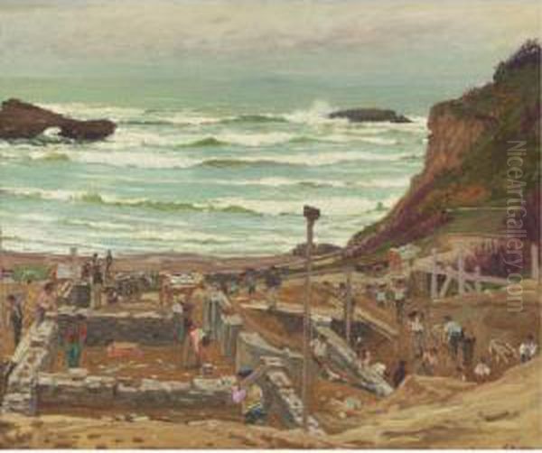 Work On The Beach, Biarritz Oil Painting by William Samuel Horton