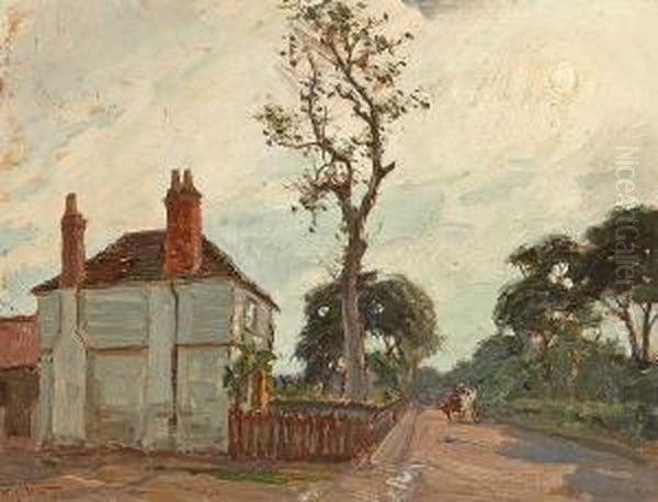 A Pony And Trap On A Tree-lined Road Oil Painting by William Samuel Horton