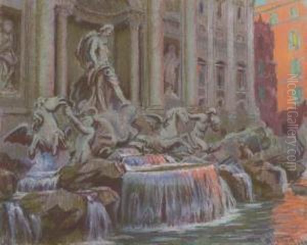 Trevi Fountain Oil Painting by William Samuel Horton