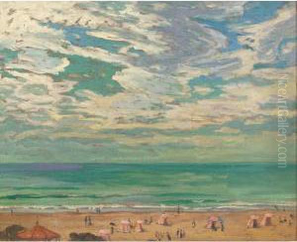 Biarritz: Petites Personnes Sur La Plage Oil Painting by William Samuel Horton