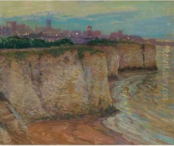 Evening Lights, Broadstairs Harbor & Le Ruisseau Devant Le Chateau: Two Paintings Oil Painting by William Samuel Horton