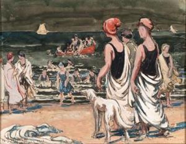 Women On The Beach Oil Painting by William Samuel Horton