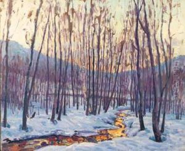 Golden Stream In The Mountains Oil Painting by William Samuel Horton