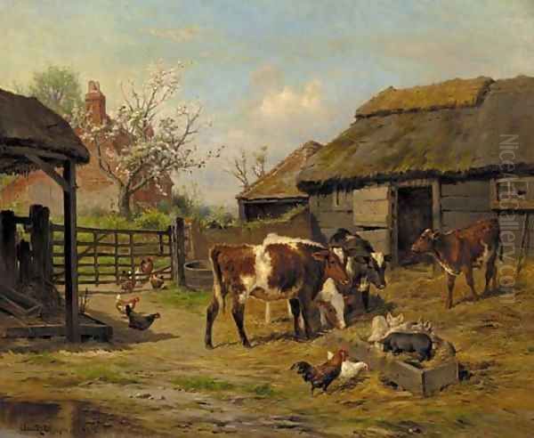 In the farmyard Oil Painting by Claude Cardon