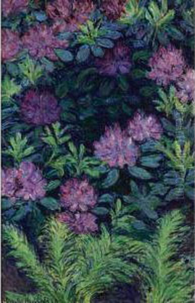 Les Rhododendrons Oil Painting by Blanche Hoschede-Monet