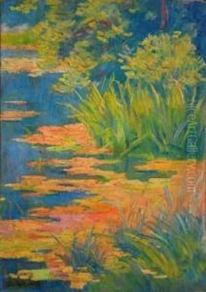 Etang Avec Roseaux Oil Painting by Blanche Hoschede-Monet