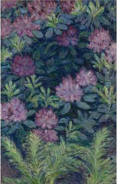 Rhododendrons Oil Painting by Blanche Hoschede-Monet