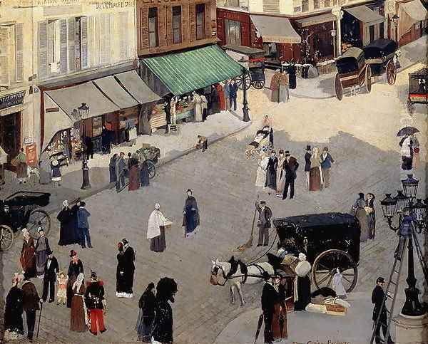 La Place Pigalle, Paris, 1880s Oil Painting by Pierre Carrier-Belleuse