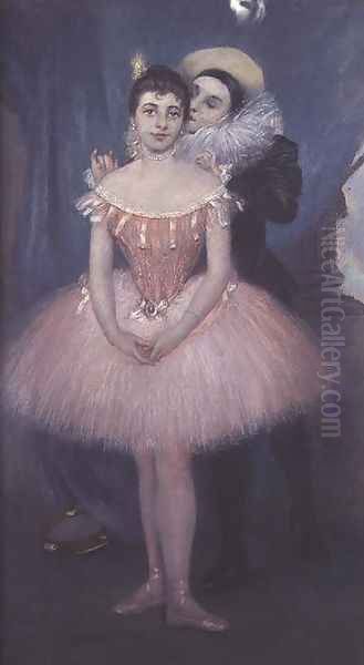 Pierrot and the Dancer Oil Painting by Pierre Carrier-Belleuse