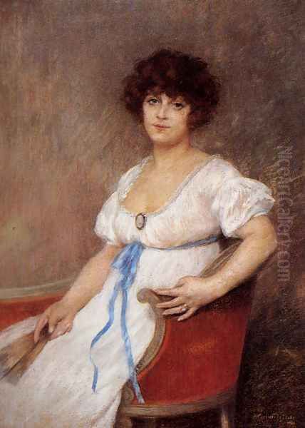 Portrait Of A Seated Lady Oil Painting by Pierre Carrier-Belleuse