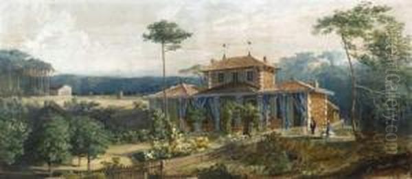 Pavillon Dans Un Jardin Oil Painting by Edouard Jean Marie Hostein