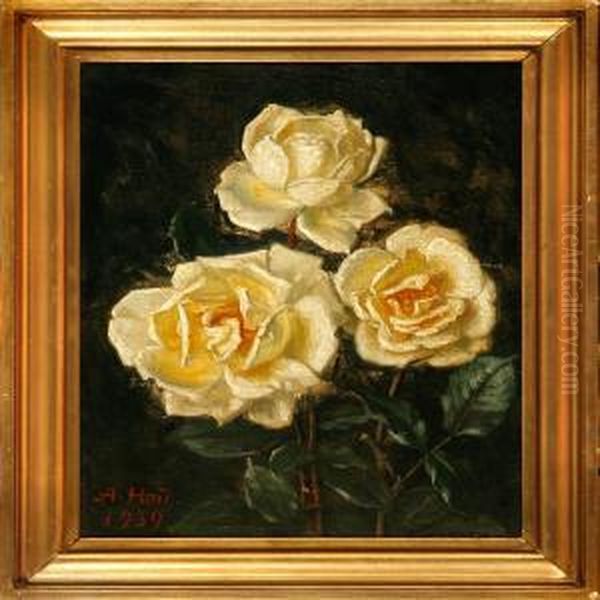 White Roses Oil Painting by Axel Hou