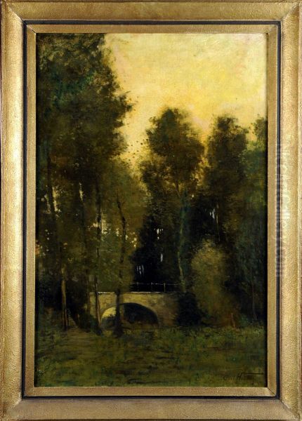 Pont Dans Un Sous-bois Oil Painting by Charles Houben