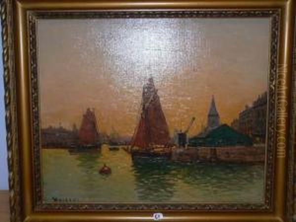 Port De Honfleur Oil Painting by Henri Houben