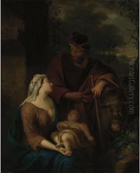 The Rest On The Flight Into Egypt Oil Painting by Arnold Houbraken