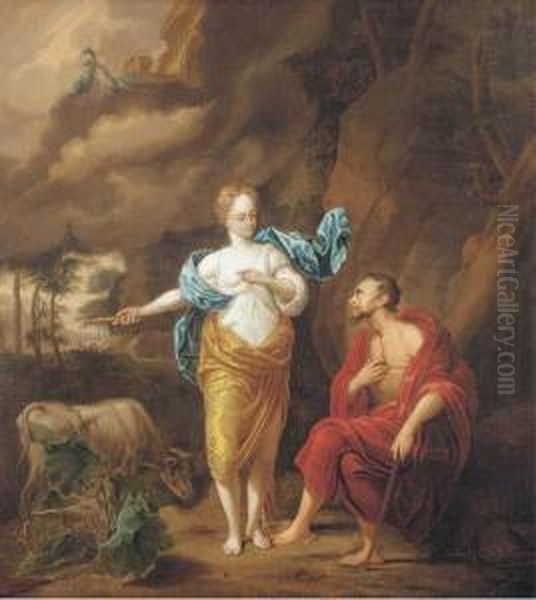 Jupiter, Juno And Io Oil Painting by Arnold Houbraken