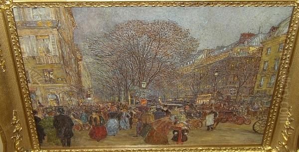 Boulevard Haussman Oil Painting by Frederic Anatole Houbron