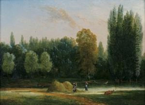 Une Scene De Fanaison Oil Painting by Jean-Pierr Houel