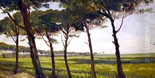 A Line of Old Pines Oil Painting by Giovanni Costa