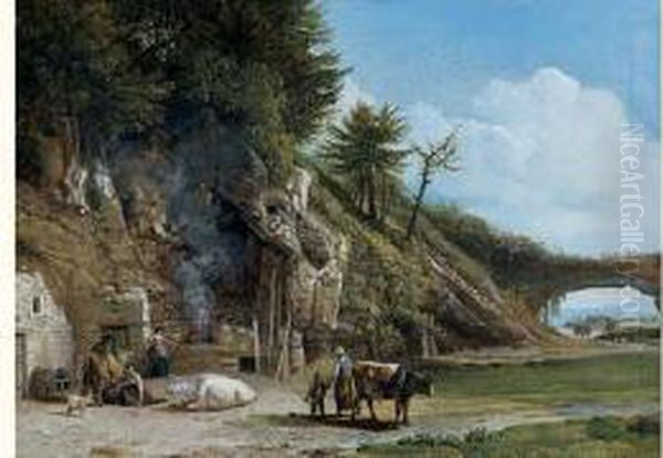 Scene Paysanne Oil Painting by Jean-Pierr Houel