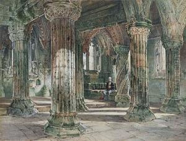 Sir Walter Scott In Rosslyn Chapel Oil Painting by John Adam P. Houston