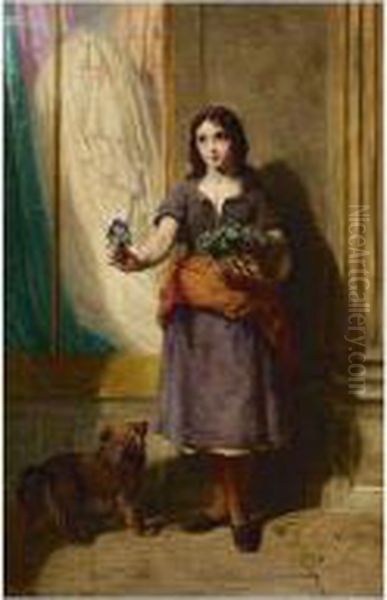 The Flower Seller Oil Painting by John Adam P. Houston