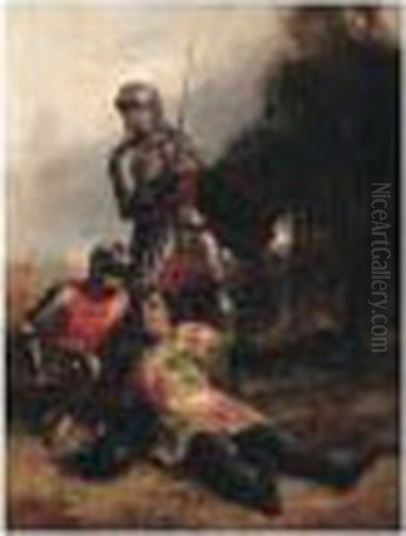 The Death Of Count Warwick Oil Painting by John Adam P. Houston