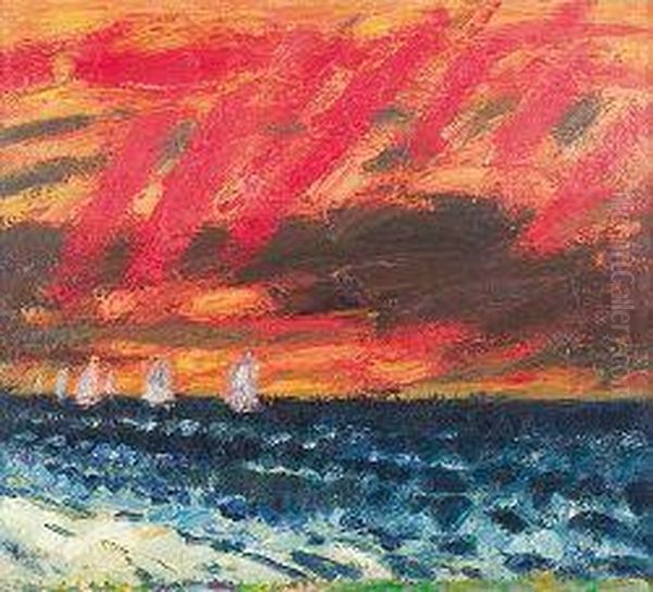 Yachts, Evening Oil Painting by John Rennie MacKenzie Houston