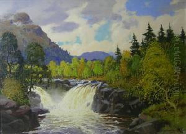 Falls Of Tummel Oil Painting by Robert Houston