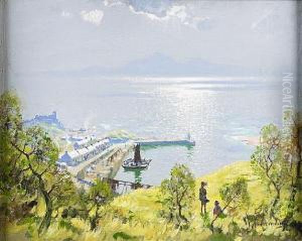 Dunure Harbour Oil Painting by Robert Houston