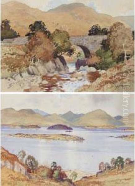 Highland Bridge; Highland Loch Oil Painting by Robert Houston