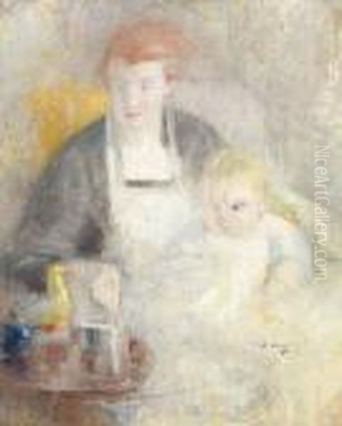 Mother And Child Oil Painting by Beatrice Julia How