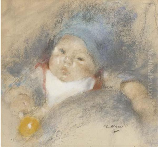 Enfant A La Boule Jaune Oil Painting by Beatrice Julia How