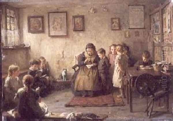 The Dame School, 1887 Oil Painting by Frederick George Cotman