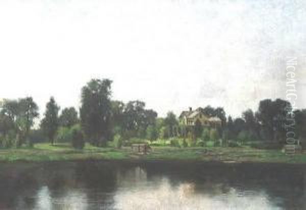 Country Mansion Oil Painting by Alfred Cornelius Howland