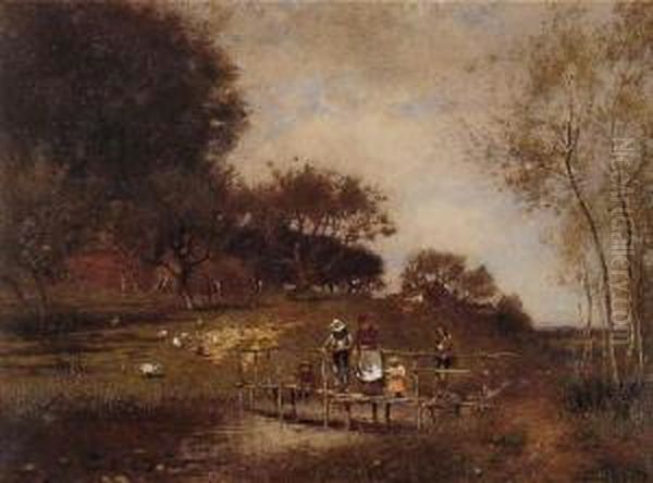 On The Bridge Oil Painting by Alfred Cornelius Howland