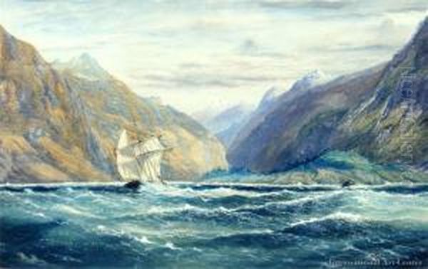 Mt Earnslaw From The Wakatipu Islands Oil Painting by Charles Henry Howorth