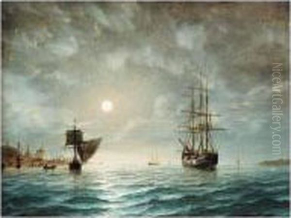 Moonlight Over Constantinople Oil Painting by Edward Hoyer