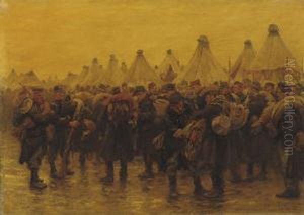 The Belgian Infantry In Camp Zeist Oil Painting by Jan Hoynck Van Papendrecht