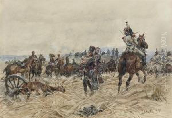 On The Battlefield Oil Painting by Jan Hoynck Van Papendrecht