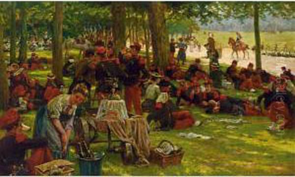 Picnic After The Parade Bois De Boulogne Oil Painting by Jan Hoynck Van Papendrecht