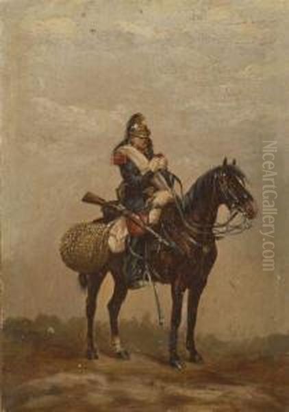 Mounted Officer Oil Painting by Jan Hoynck Van Papendrecht