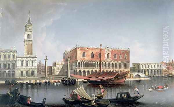 Gondolas before St. Marks Square, Venice Oil Painting by Manner of Canaletto, Antonio