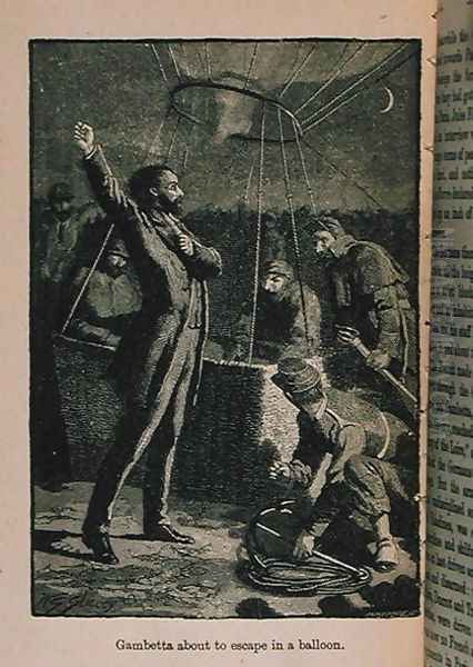 Gambetta about to escape in a Balloon, illustration from 'Little Arthur's History of France: From the Earliest Times to the Fall of the 2nd Empire', 1899 Oil Painting by Lady M. Chalcott