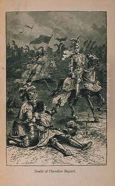 Death of Chevalier Bayard (1476-1524) illustration from 'Little Arthur's History of France: From the Earliest Times to the Fall of the Second Empire', 1899 Oil Painting by Lady M. Chalcott