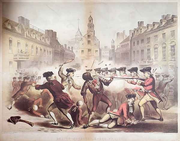 Death of Crispus Attucks at the Boston Massacre, 5th March, 1770, 1856 Oil Painting by James Wells Champney